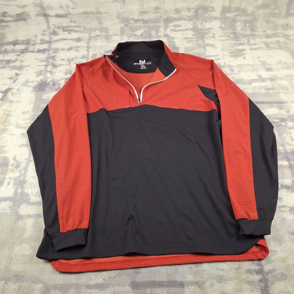 FootJoy HyperFlex Mens 2XL Quarter Zip Pullover Red Black Grid Golf Jacket
